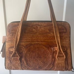Mexican leather embroidered purse